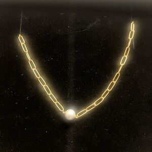 18k Over Sterling Chain Necklace with Pearl